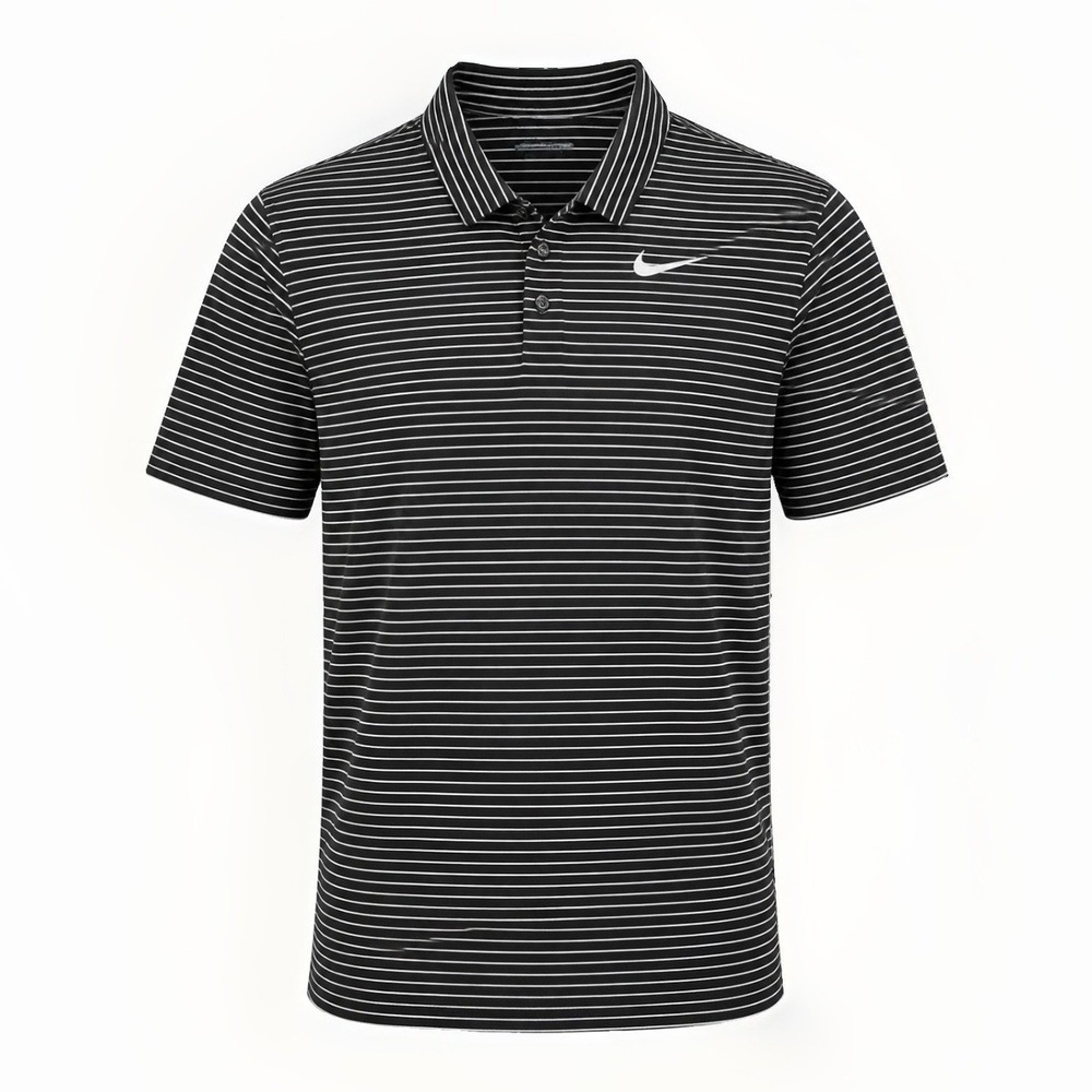 Nike Dri Fit Black Striped Golf Polo Shirt Men's 2XL Standard Fit